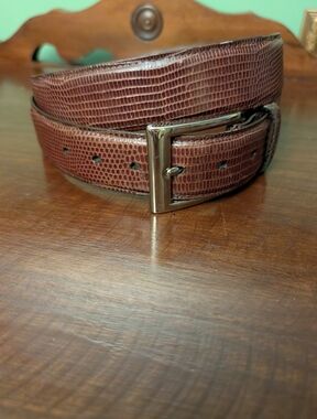 Torino Elite Men's Ringmark Lizard Exotic Skin Belt Brown Made in USA Size 38
